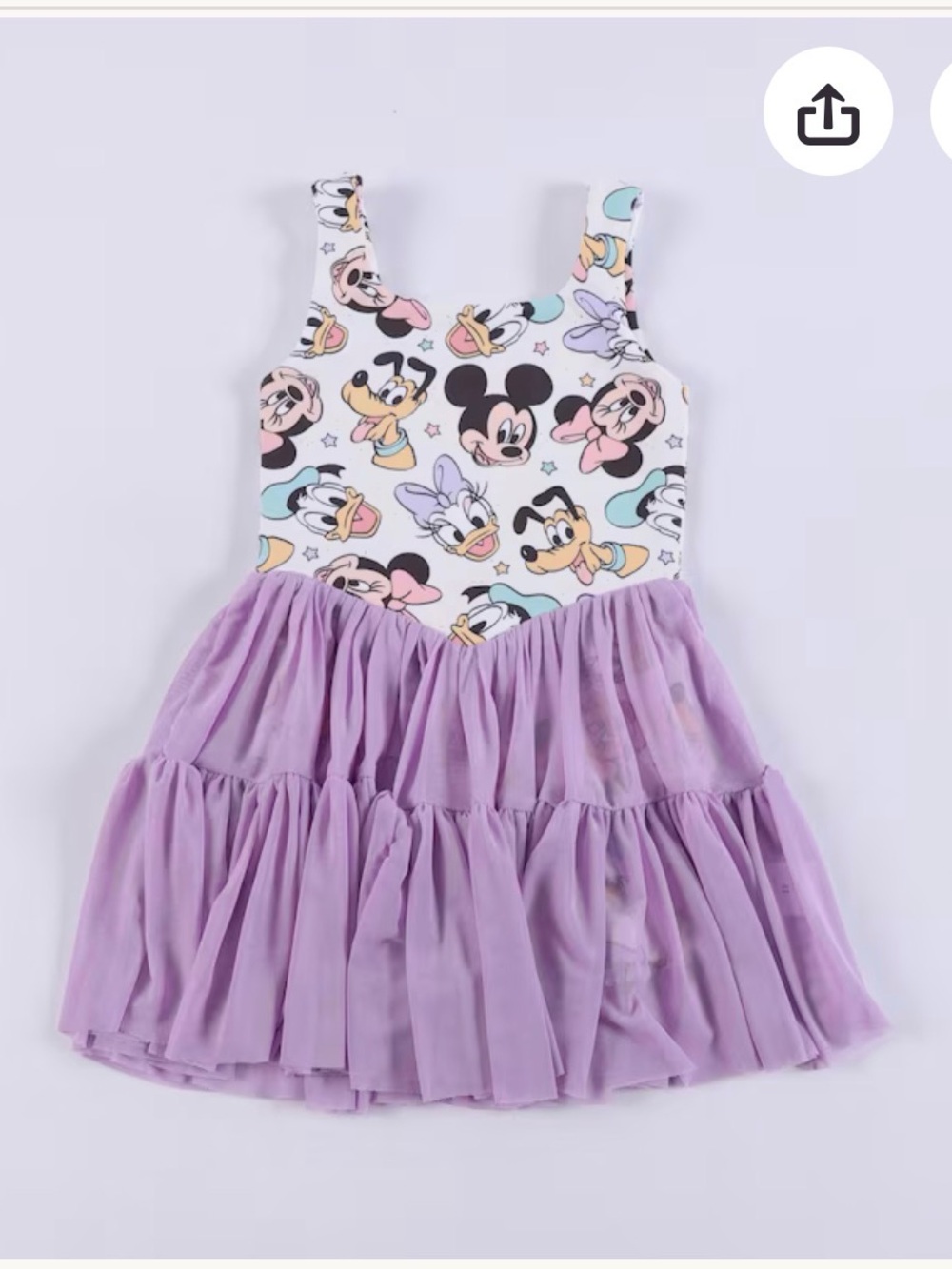 Disney girls characterLavender Tiered Dress with Character Print Bodice and shor